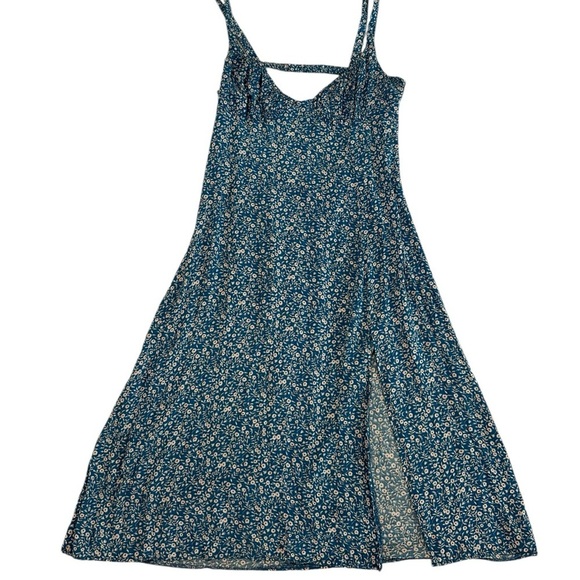 Princess Polly Georgia Blue Flroal Print Open Back Side Slit Midi Dress Size 10 - Picture 7 of 17